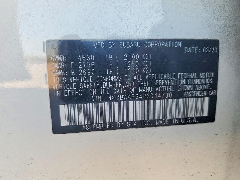 Aukcja sprzedaży 2023 Subaru Legacy, vin: 4S3BWAF64P3014730, numer aukcji: 49171396