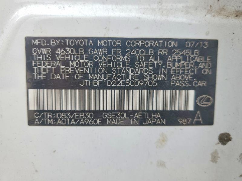 Продажа на аукционе авто 2014 Lexus Is, vin: JTHBF1D22E5009705, номер лота: 49986096