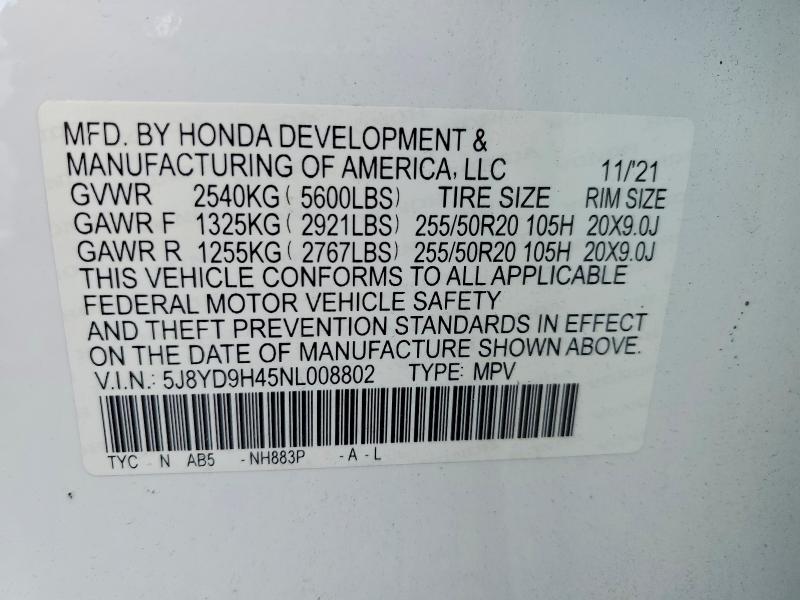 Продаж на аукціоні авто 2022 Acura Mdx, vin: 5J8YD9H45NL008802, номер лоту: 48672386