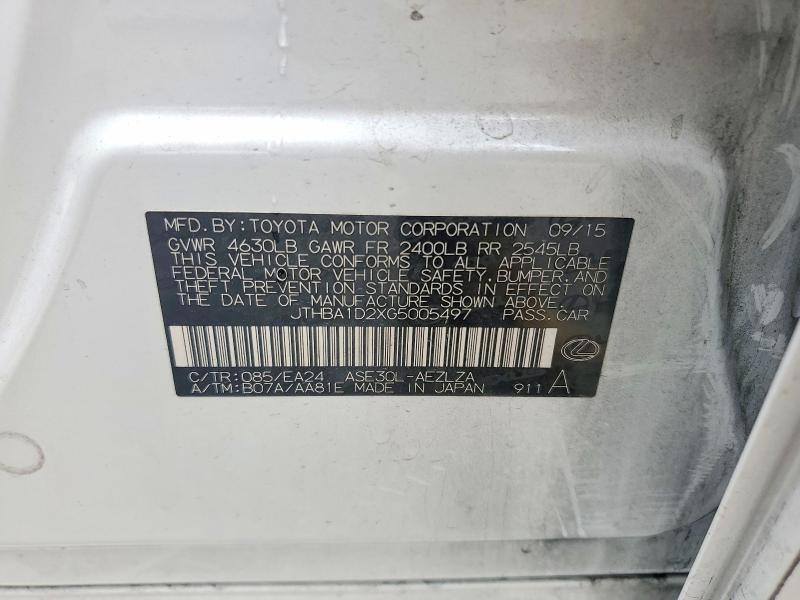 Aukcja sprzedaży 2016 Lexus Is, vin: JTHBA1D2XG5005497, numer aukcji: 51293996