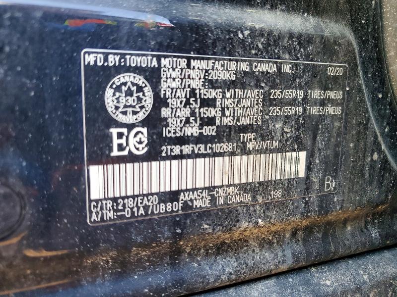 Aukcja sprzedaży 2020 Toyota Rav4, vin: 2T3R1RFV3LC102681, numer aukcji: 49499866