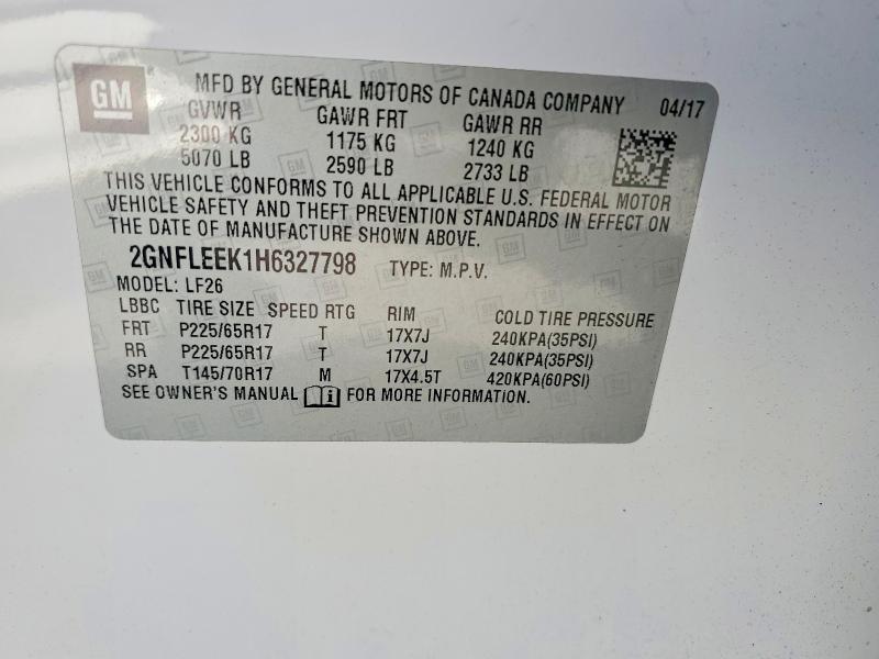 Продаж на аукціоні авто 2017 Chevrolet Equinox, vin: 2GNFLEEK1H6327798, номер лоту: 50716606