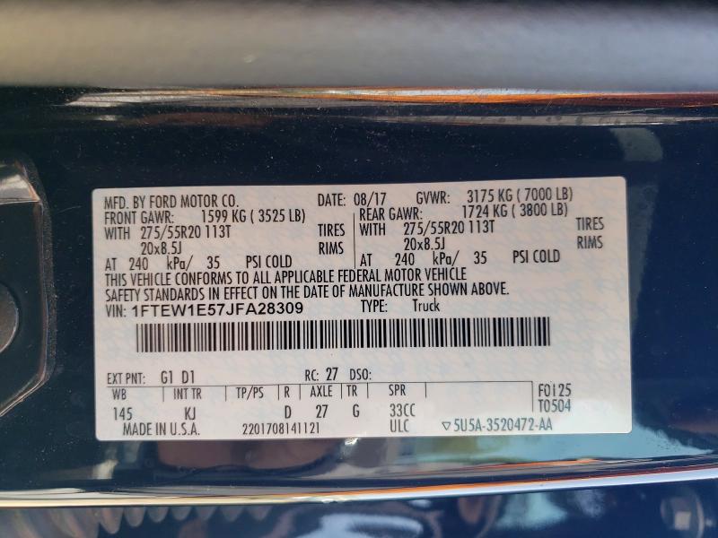 Aukcja sprzedaży 2018 Ford F150, vin: 1FTEW1E57JFA28309, numer aukcji: 49273316