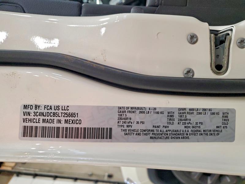 2020 Jeep Compass მანქანა იყიდება აუქციონზე, vin: 3C4NJDCB5LT256651, აუქციონის ნომერი: 48748776