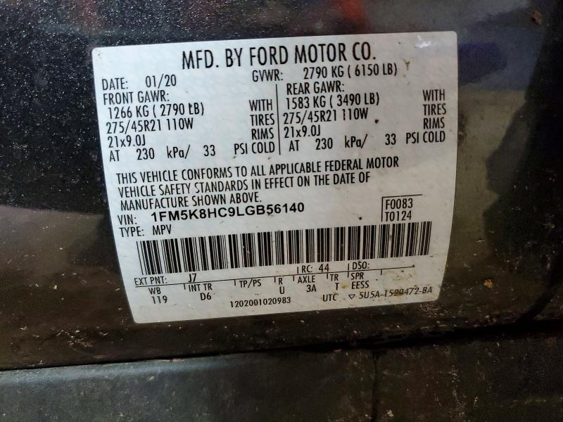 Продаж на аукціоні авто 2020 Ford Explorer, vin: 1FM5K8HC9LGB56140, номер лоту: 50142516