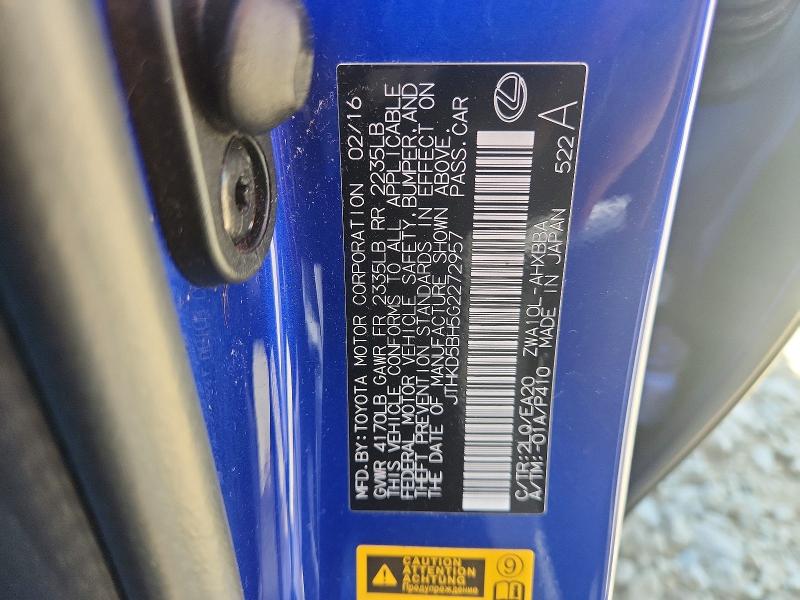 Aukcja sprzedaży 2016 Lexus Ct 200h, vin: JTHKD5BH5G2272957, numer aukcji: 48812376