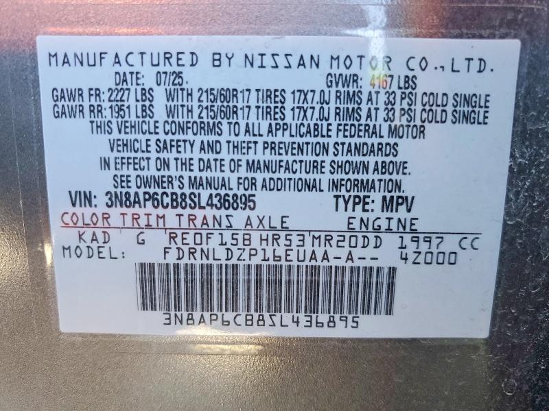 Aukcja sprzedaży 2025 Nissan Kicks, vin: 3N8AP6CB8SL436895, numer aukcji: 50709016