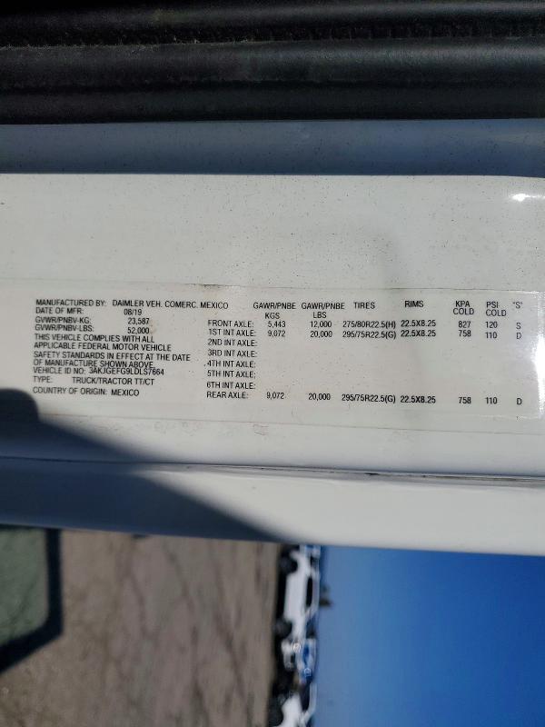 2020 Freightliner Cascadia 125 მანქანა იყიდება აუქციონზე, vin: 3AKJGEFG9LDLS7664, აუქციონის ნომერი: 74345955