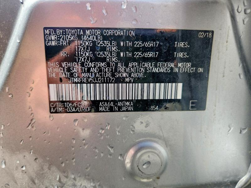 51275636 :رقم المزاد ، JTMRFREV5JJ211172 vin ، 2018 Toyota Rav4 مزاد بيع