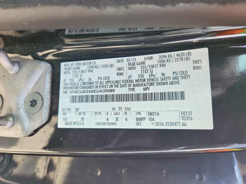 2014 Ford Escape მანქანა იყიდება აუქციონზე, vin: 1FMCU0GX6EUA35089, აუქციონის ნომერი: 50241696