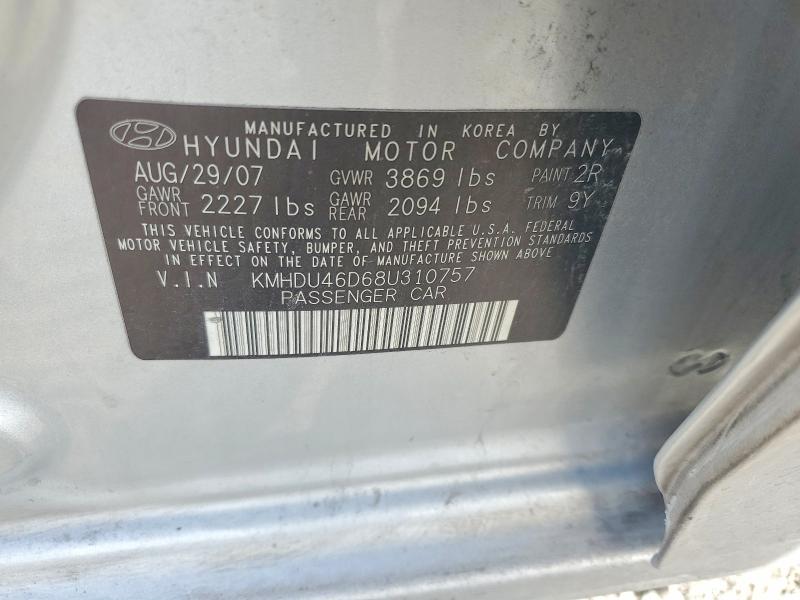 Продаж на аукціоні авто 2008 Hyundai Elantra, vin: KMHDU46D68U310757, номер лоту: 49510816