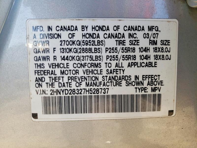 Aukcja sprzedaży 2007 Acura Mdx, vin: 2HNYD28327H528737, numer aukcji: 51072366