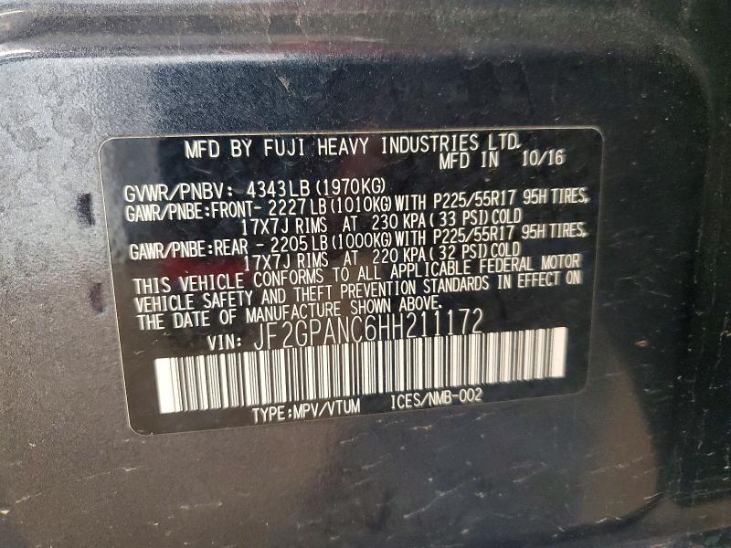 Aukcja sprzedaży 2017 Subaru Crosstrek, vin: JF2GPANC6HH211172, numer aukcji: 47469256