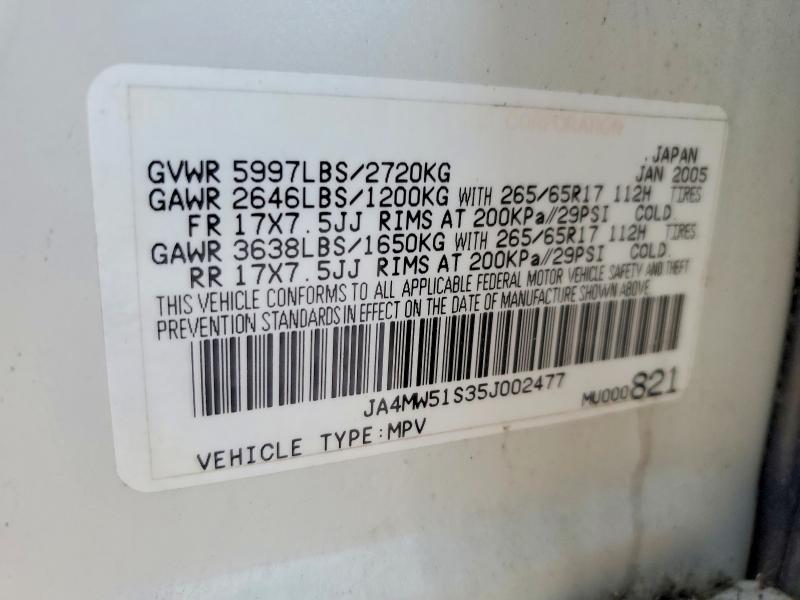 Aukcja sprzedaży 2005 Mitsubishi Montero, vin: JA4MW51S35J002477, numer aukcji: 49004866
