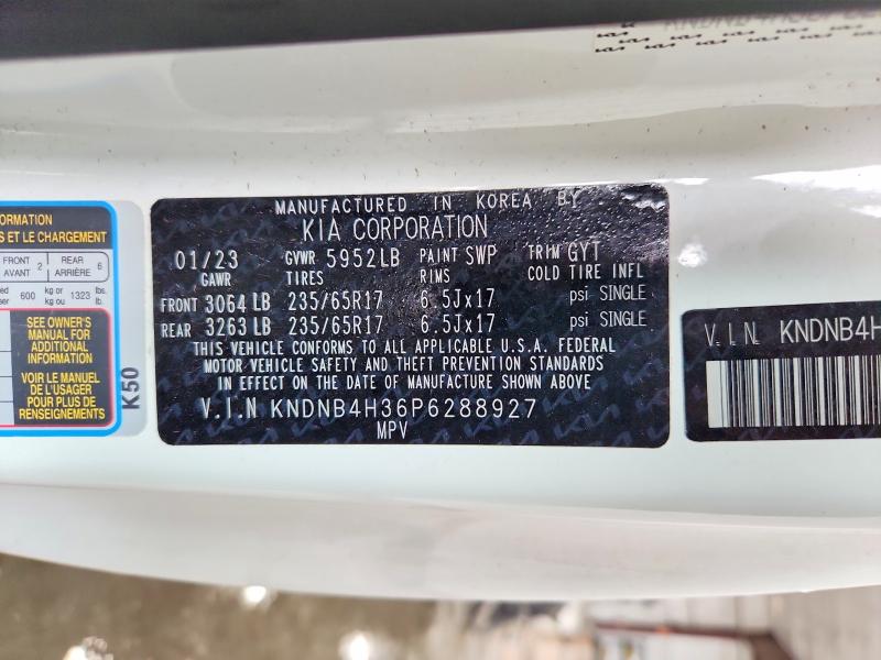 Aukcja sprzedaży 2023 Kia Carnival, vin: KNDNB4H36P6288927, numer aukcji: 46713016