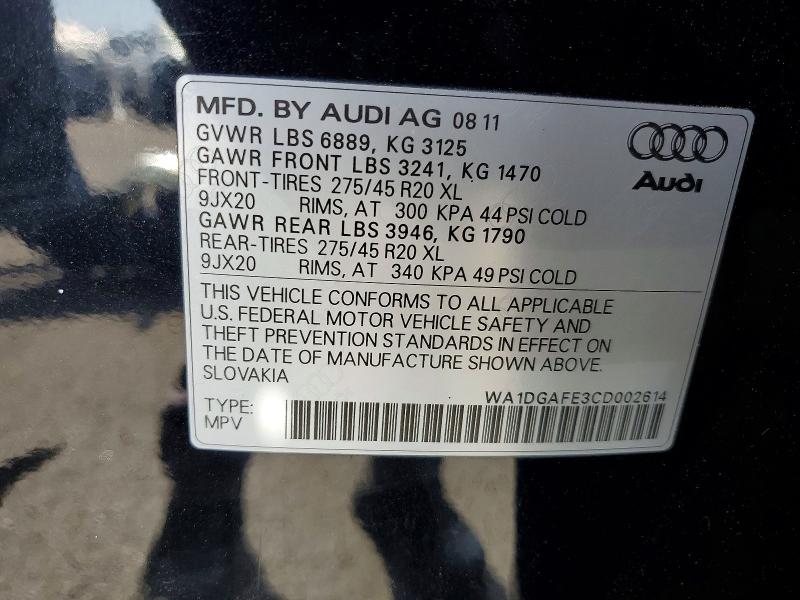 Продажа на аукционе авто 2012 Audi Q7, vin: WA1DGAFE3CD002614, номер лота: 50130036
