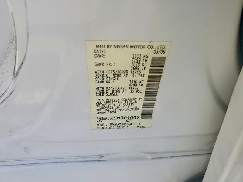 Aukcja sprzedaży 2009 Infiniti Qx56, vin: 5N3AA08C59N904008, numer aukcji: 48266386