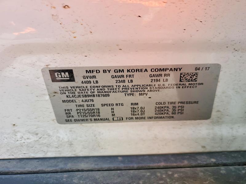 Aukcja sprzedaży 2017 Buick Encore, vin: KL4CJESB9HB187609, numer aukcji: 49034736