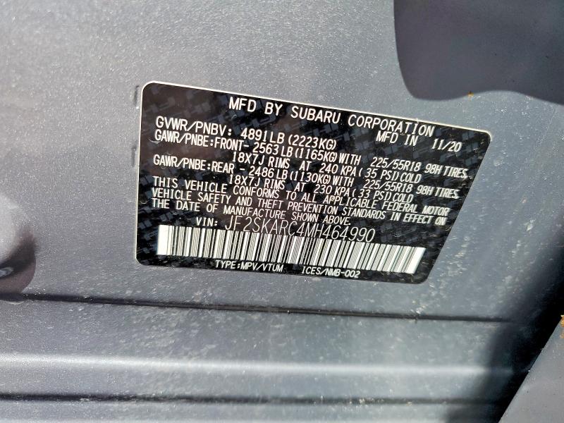 48782196 :رقم المزاد ، JF2SKARC4MH464990 vin ، 2021 Subaru Forester مزاد بيع