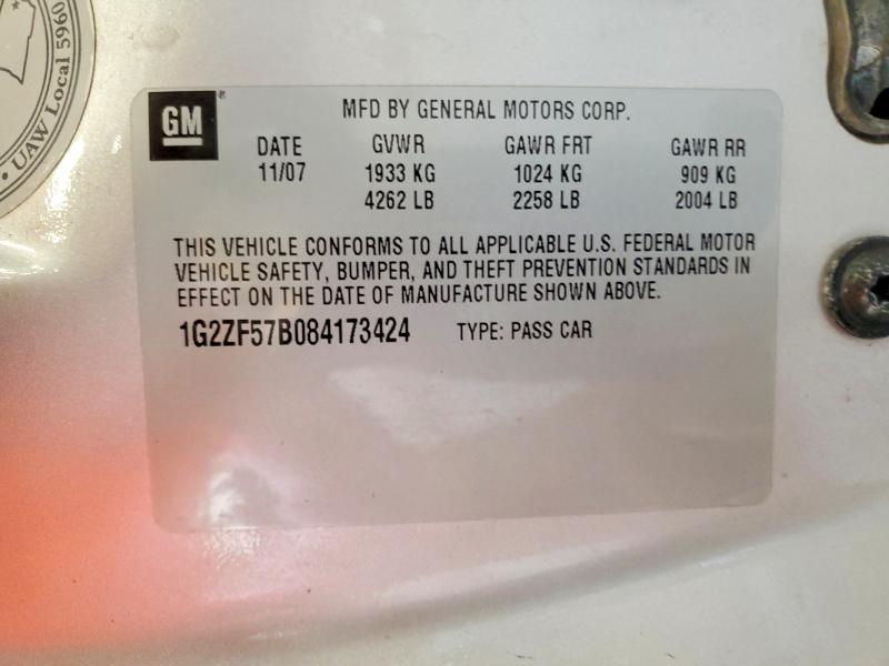 Продажа на аукционе авто 2008 Pontiac G6, vin: 1G2ZF57B084173424, номер лота: 50438586