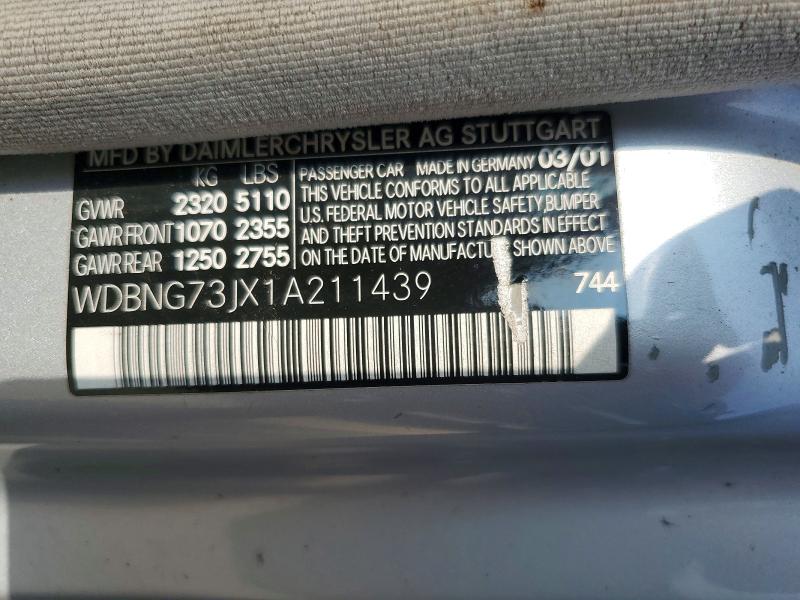 Aukcja sprzedaży 2001 Mercedes-benz S, vin: WDBNG73JX1A211439, numer aukcji: 51262996
