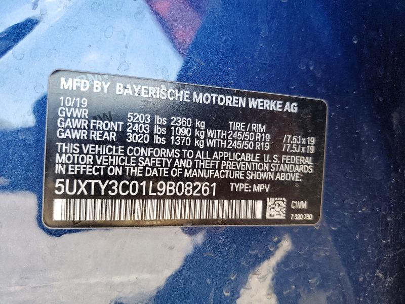 2020 Bmw X3 მანქანა იყიდება აუქციონზე, vin: 5UXTY3C01L9B08261, აუქციონის ნომერი: 51196086