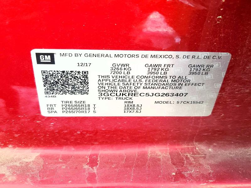 Продажа на аукционе авто 2018 Chevrolet Silverado, vin: 3GCUKREC5JG263407, номер лота: 51833366