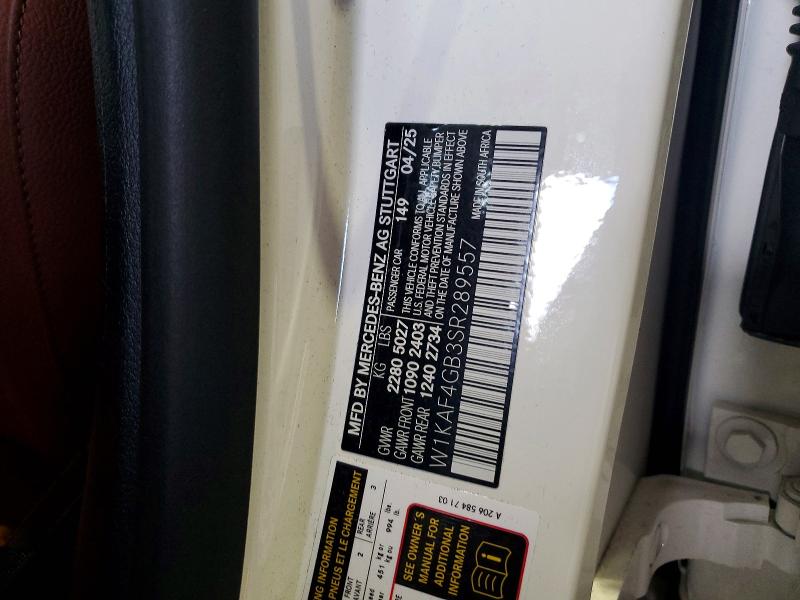 Продажа на аукционе авто 2025 Mercedes-benz C, vin: W1KAF4GB3SR289557, номер лота: 50406506