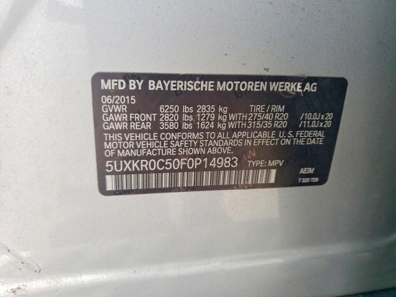 2015 Bmw X5 მანქანა იყიდება აუქციონზე, vin: 5UXKR0C50F0P14983, აუქციონის ნომერი: 49307836