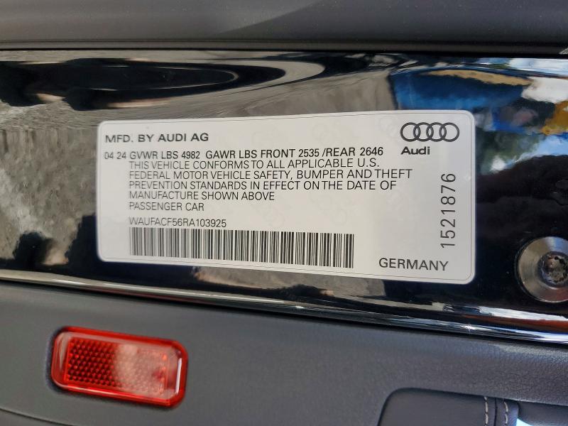 48716396 :رقم المزاد ، WAUFACF56RA103925 vin ، 2024 Audi A5 مزاد بيع