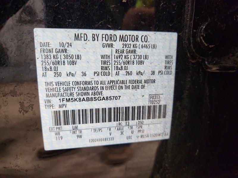48747346 :رقم المزاد ، 1FM5K8AB8SGA85707 vin ، 2025 Ford Explorer مزاد بيع