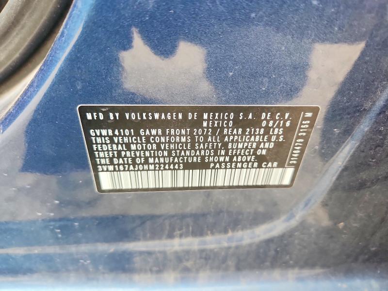 Продажа на аукционе авто 2017 Volkswagen Jetta, vin: 3VW167AJ0HM224443, номер лота: 49487576