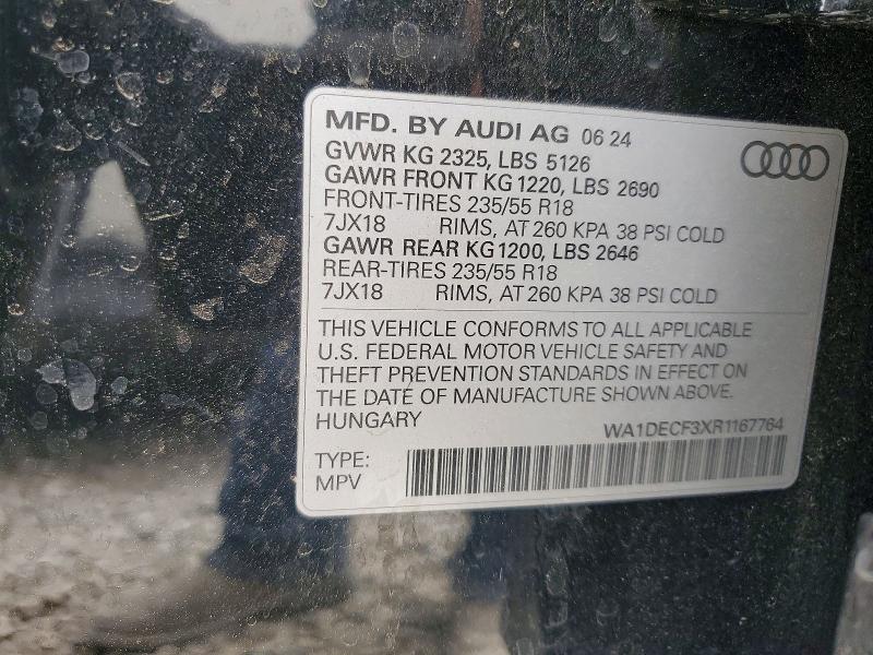 48174206 :رقم المزاد ، WA1DECF3XR1167764 vin ، 2024 Audi Q3 مزاد بيع