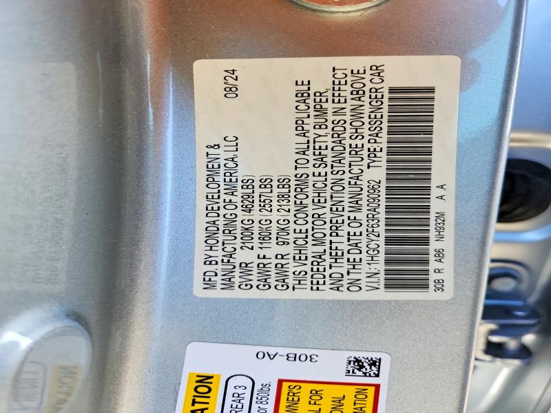 50422806 :رقم المزاد ، 1HGCY2F63RA090962 vin ، 2024 Honda Accord مزاد بيع