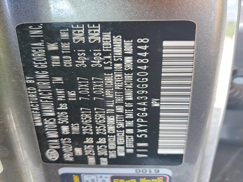 Aukcja sprzedaży 2016 Kia Sorento, vin: 5XYPG4A39GG048448, numer aukcji: 51264876