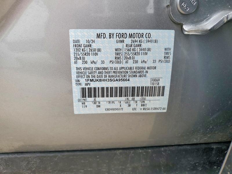 50892746 :رقم المزاد ، 1FMUK8HH3SGA95664 vin ، 2025 Ford Explorer مزاد بيع