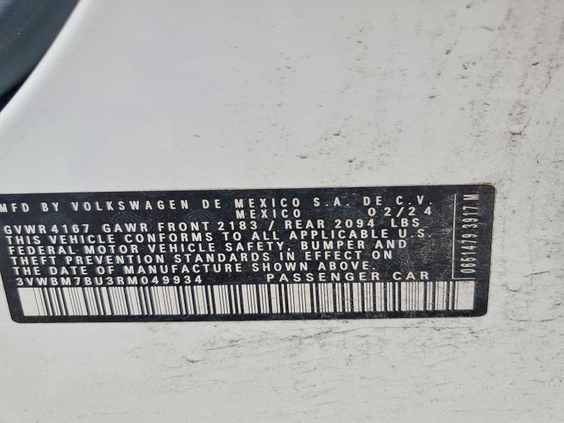 2024 Volkswagen Jetta მანქანა იყიდება აუქციონზე, vin: 3VWBM7BU3RM049934, აუქციონის ნომერი: 51177536
