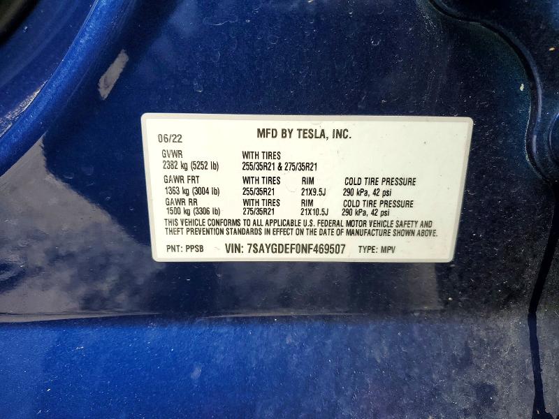 Продаж на аукціоні авто 2022 Tesla Model Y, vin: 7SAYGDEF0NF469507, номер лоту: 48122536