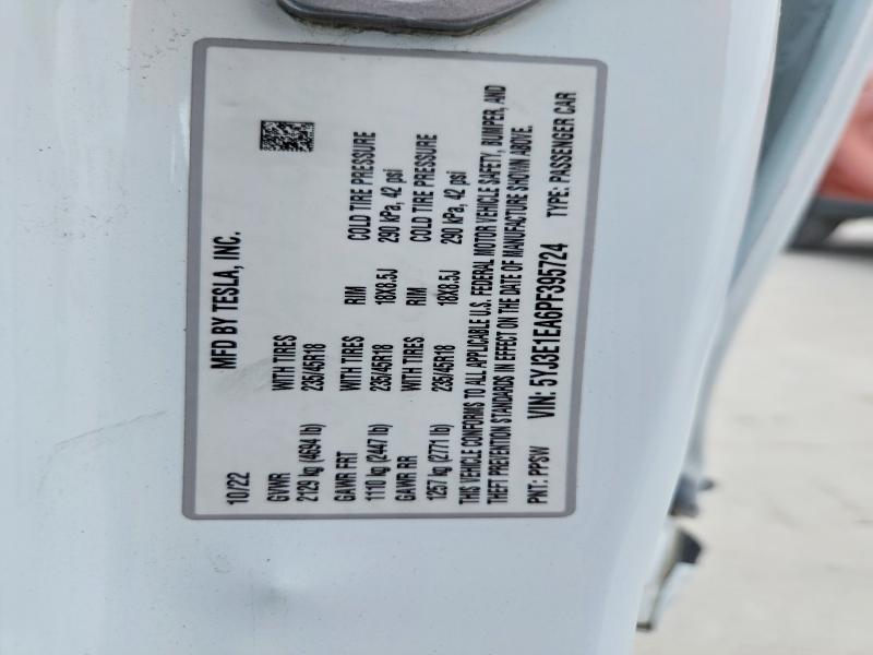 Продажа на аукционе авто 2023 Tesla Model 3, vin: 5YJ3E1EA6PF395724, номер лота: 50977796