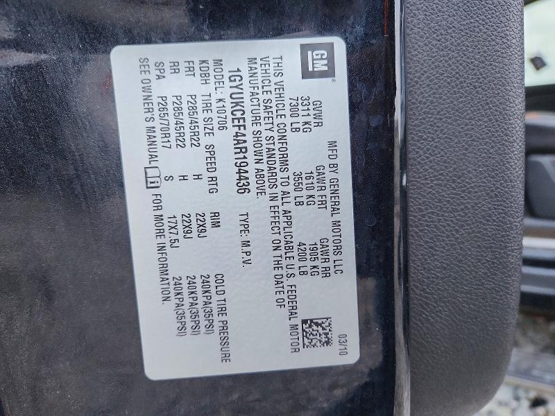 Продаж на аукціоні авто 2010 Cadillac Escalade, vin: 1GYUKCEF4AR194436, номер лоту: 49485956