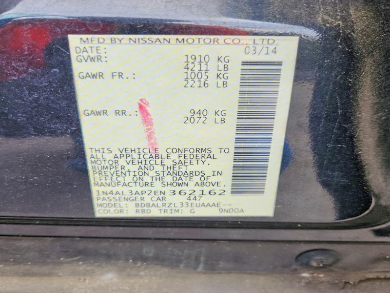 Aukcja sprzedaży 2014 Nissan Altima, vin: 1N4AL3AP2EN362162, numer aukcji: 50366156