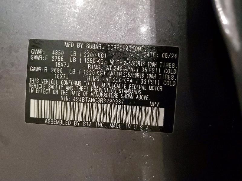 Aukcja sprzedaży 2024 Subaru Outback, vin: 4S4BTANC8R3290987, numer aukcji: 47821566