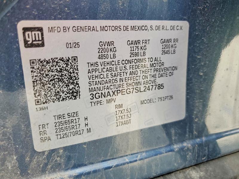 49335566 :رقم المزاد ، 3GNAXPEG7SL247785 vin ، 2025 Chevrolet Equinox مزاد بيع