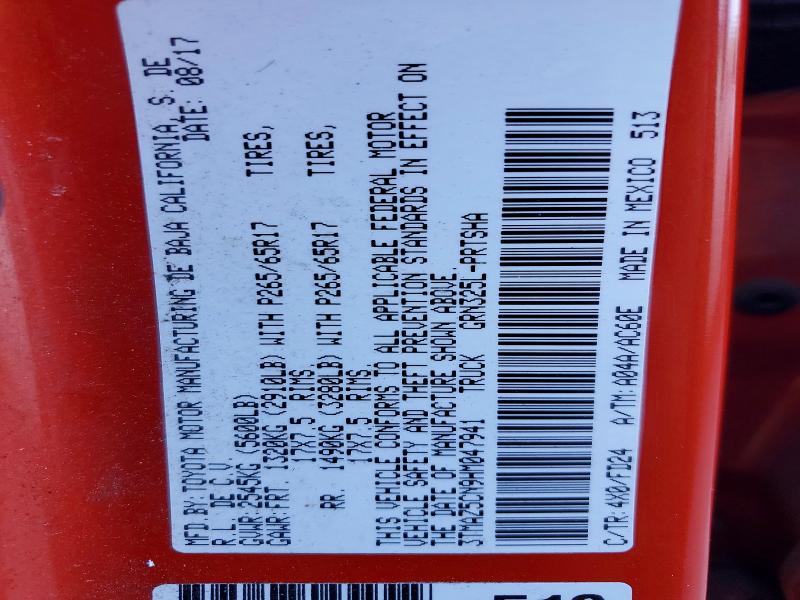 51340816 :رقم المزاد ، 3TMAZ5CN9HM047941 vin ، 2017 Toyota Tacoma مزاد بيع