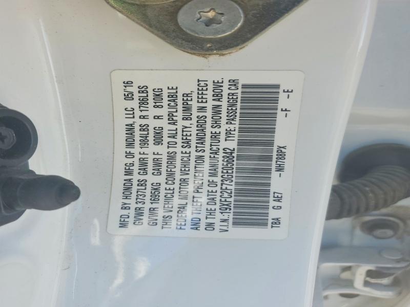 49480746 :رقم المزاد ، 19XFC2F73GE056842 vin ، 2016 Honda Civic مزاد بيع