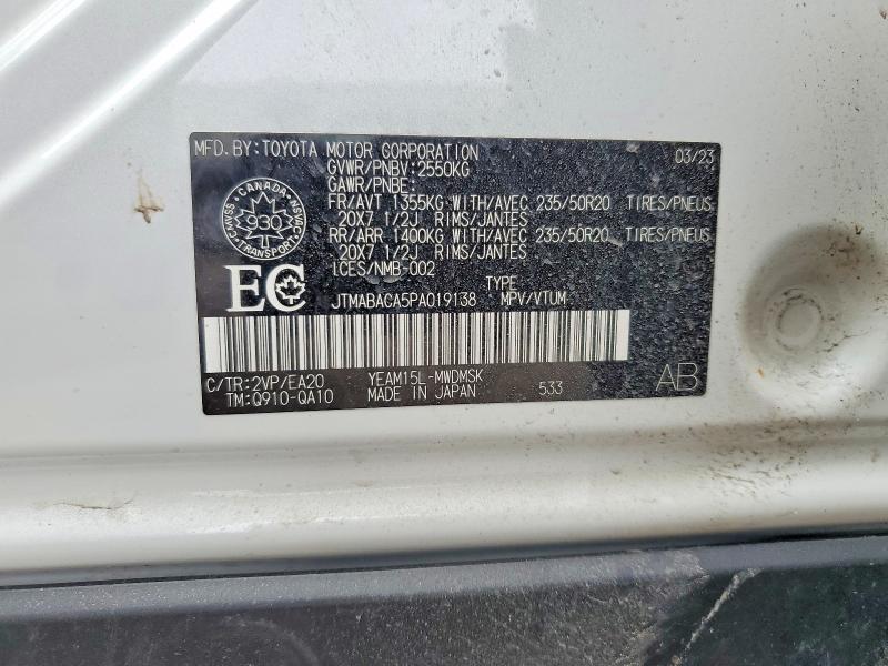Продажа на аукционе авто 2023 Toyota Bz4x, vin: JTMABACA5PA019138, номер лота: 48385366
