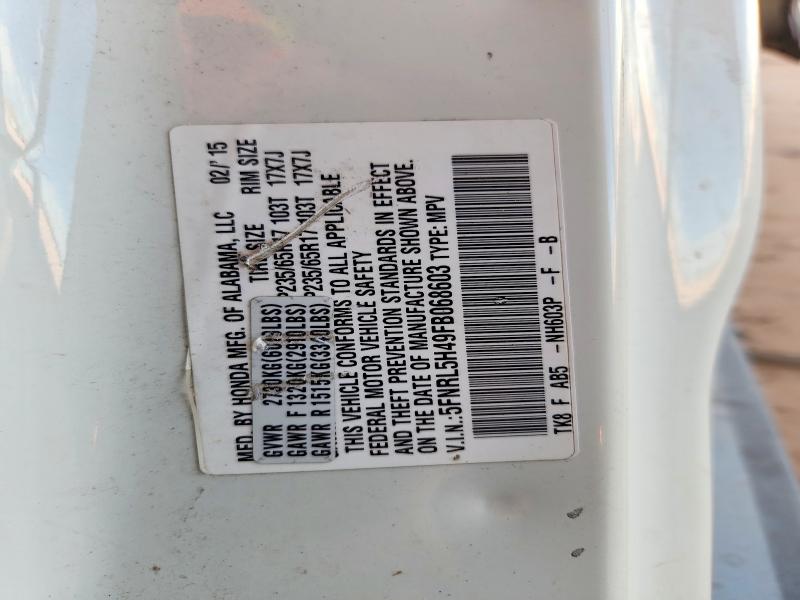 Aukcja sprzedaży 2015 Honda Odyssey, vin: 5FNRL5H49FB068603, numer aukcji: 46783056