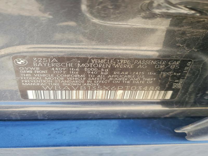 Продаж на аукціоні авто 2006 Bmw 325, vin: WBAVB135X6PT03488, номер лоту: 48810046