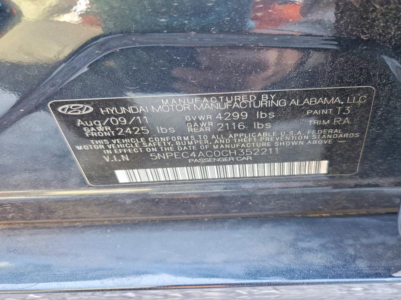 Aukcja sprzedaży 2012 Hyundai Sonata, vin: 5NPEC4AC0CH352211, numer aukcji: 51074906