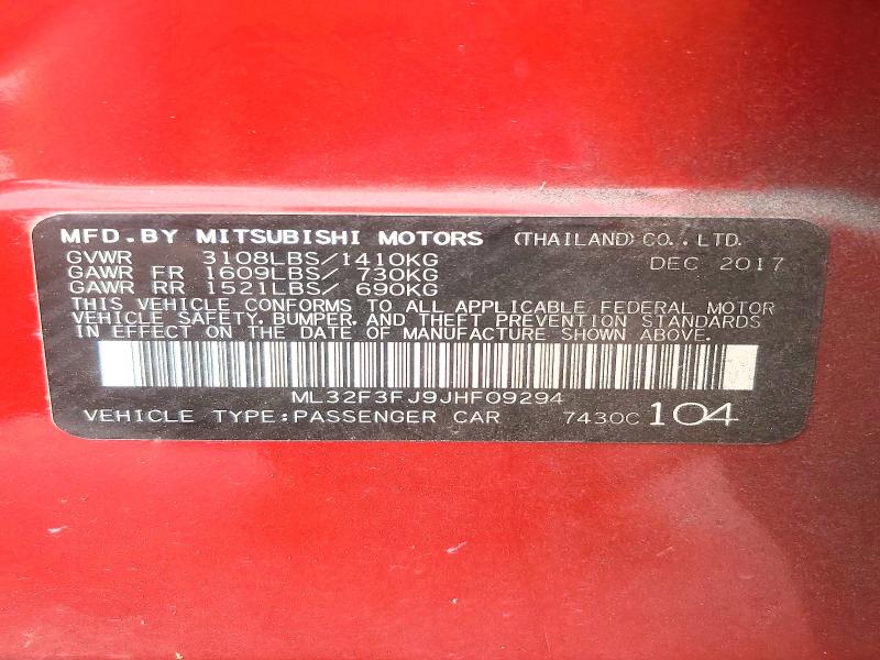 Продаж на аукціоні авто 2018 Mitsubishi Mirage, vin: ML32F3FJ9JHF09294, номер лоту: 48630136